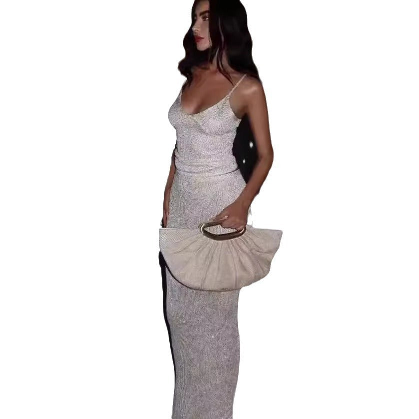 Skirt Sequin Sling Set Long Dress Women