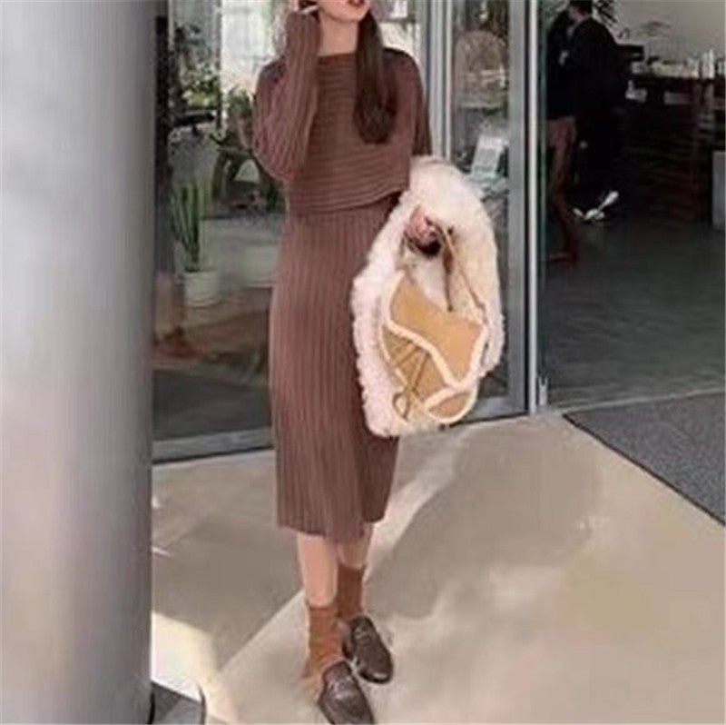 Two-piece Set Sweater Women Knitted Dress