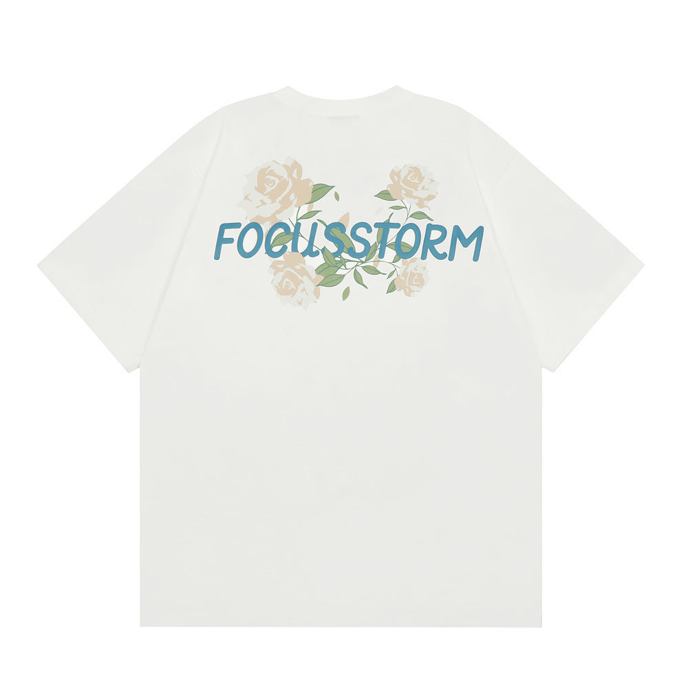 Niche Rose Short-sleeved T-shirt For Men