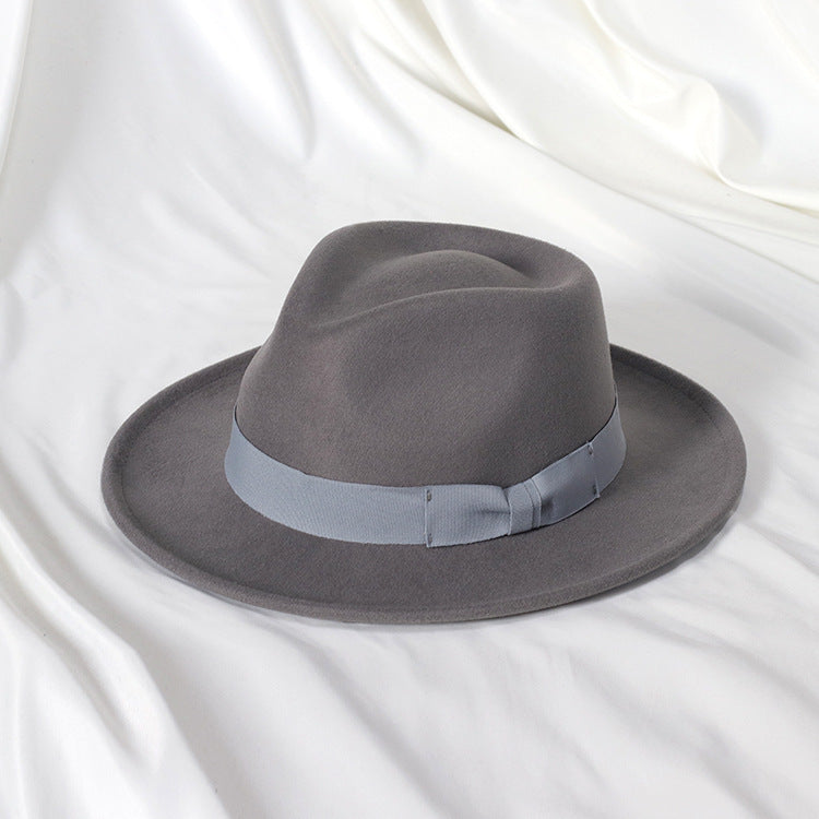 Bowknot Top Hat Love Hat Head Felt Cap Small Curling Men's Top Hat Retro Jazz Hat