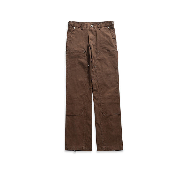 Slim-fit Micro-elastic Studded Zipper Cargo Slacks