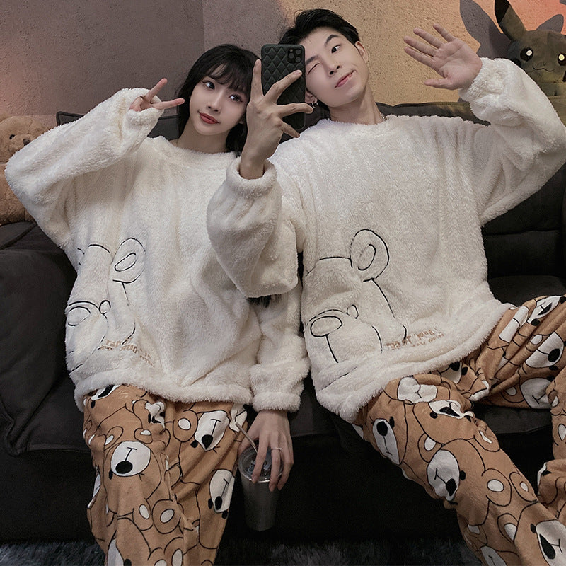 Men's And Women's Simple Coral Fleece Thickened Home Service Suit