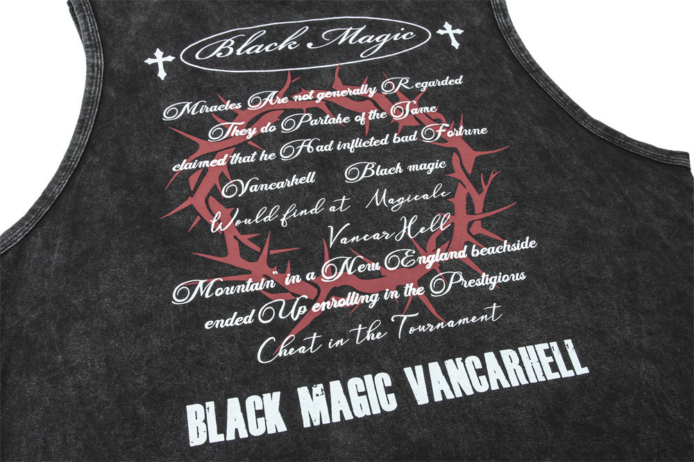 Distressed Letters Printed Sleeveless T-shirt For Men
