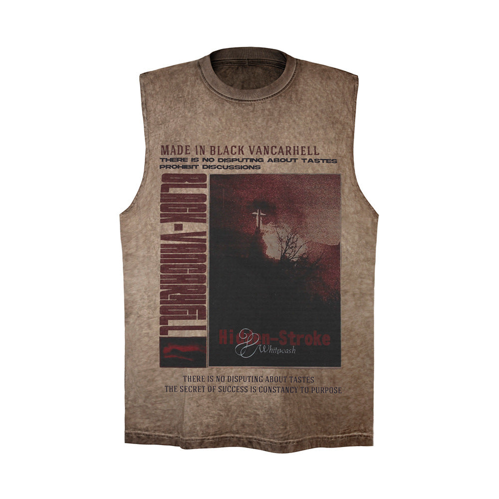 Landscape Printing Waistcoat T-shirt For Men