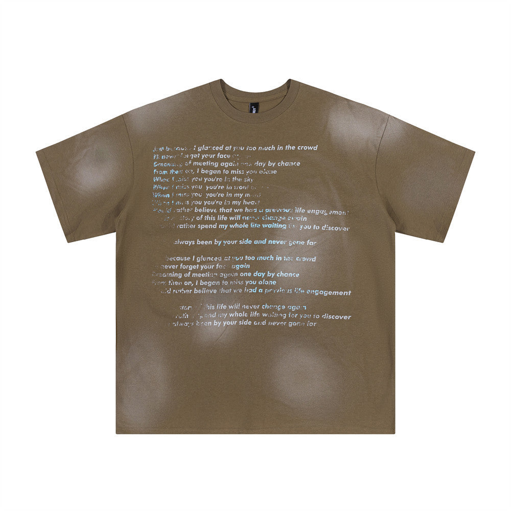 Fashion Inkjet Letter Cotton T-shirt Men