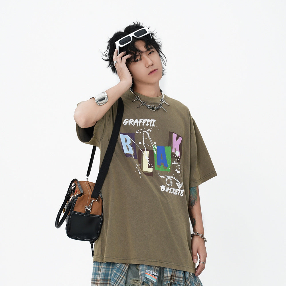 Printed Washed And Worn T-shirt For Men
