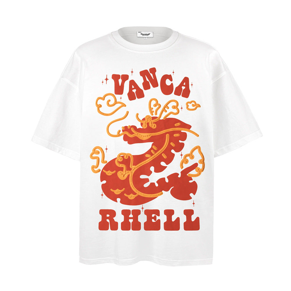 Fashion Zodiac Dragon Printed T-shirt Men