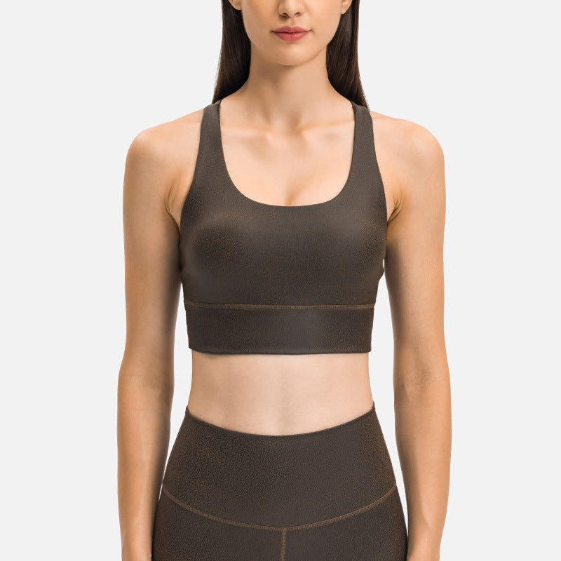 New Matte Leather Print Sports Bra