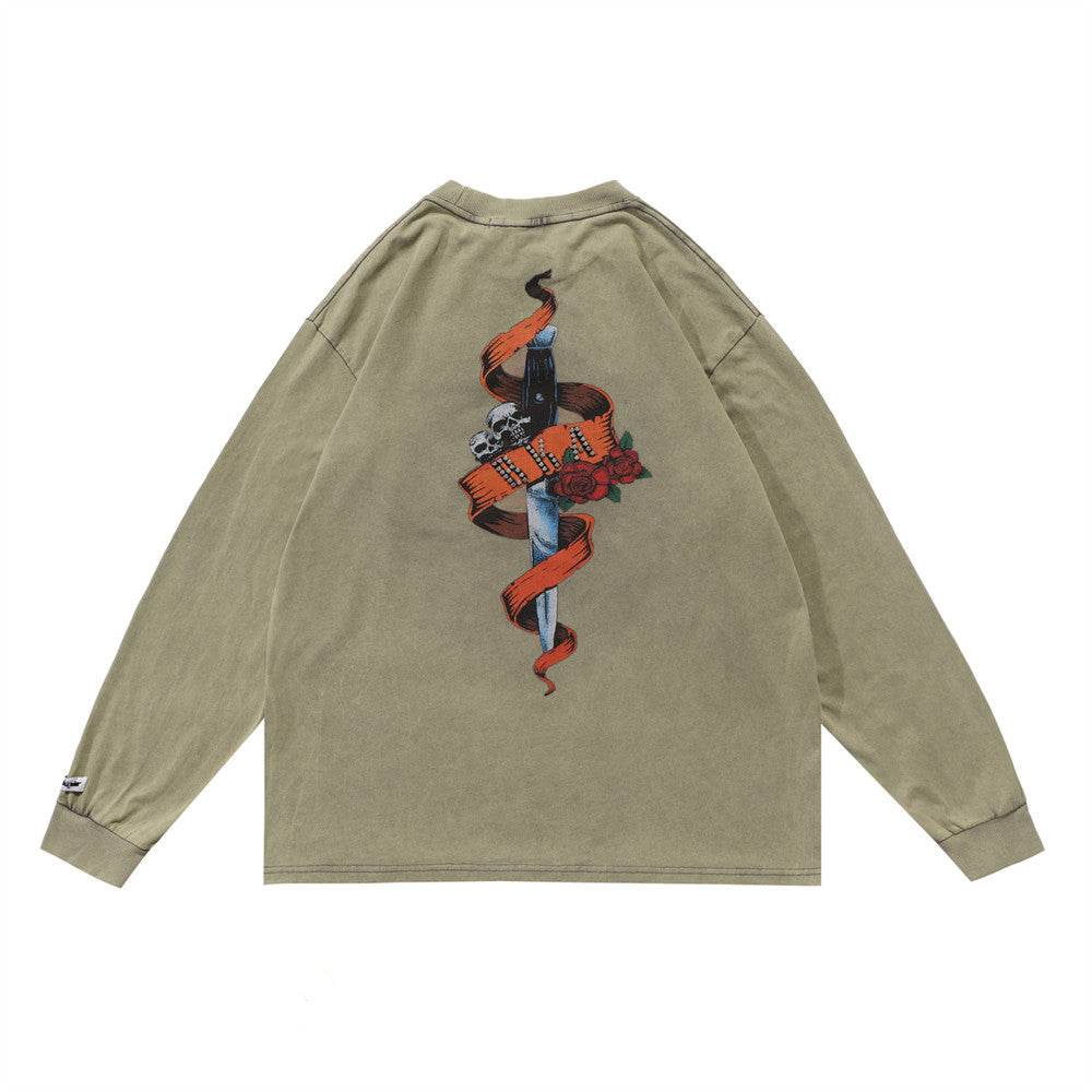 Dark Demon Skull Long Sleeve T-Shirt Men