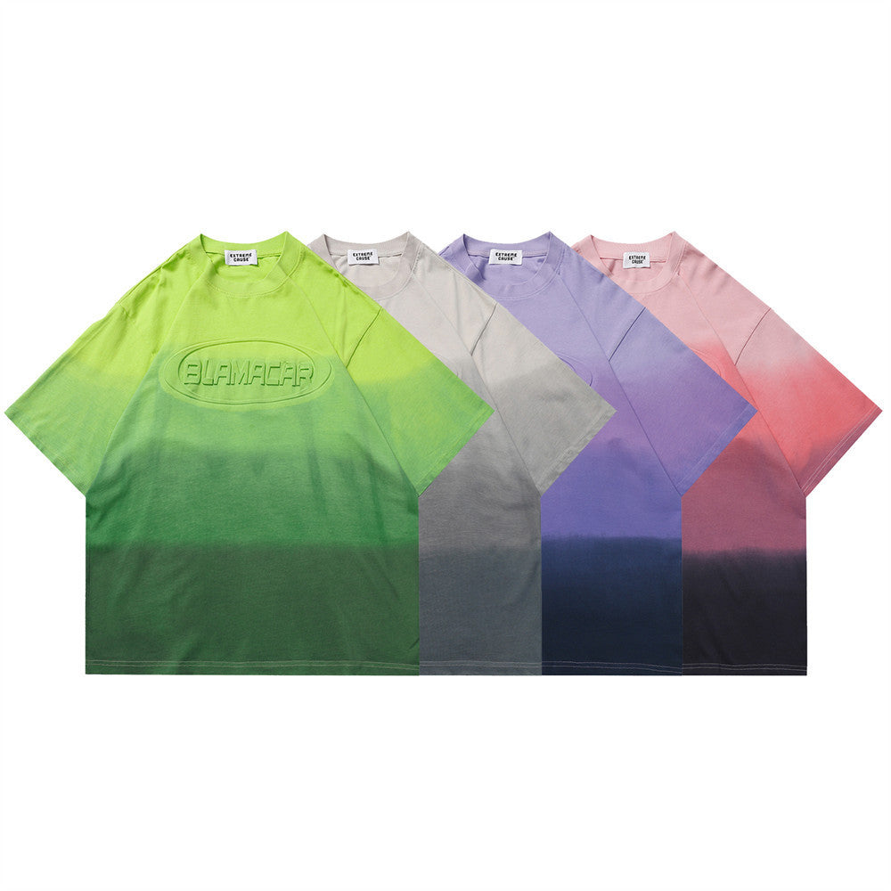 Dyed Gradient Short-sleeved T-shirt Men