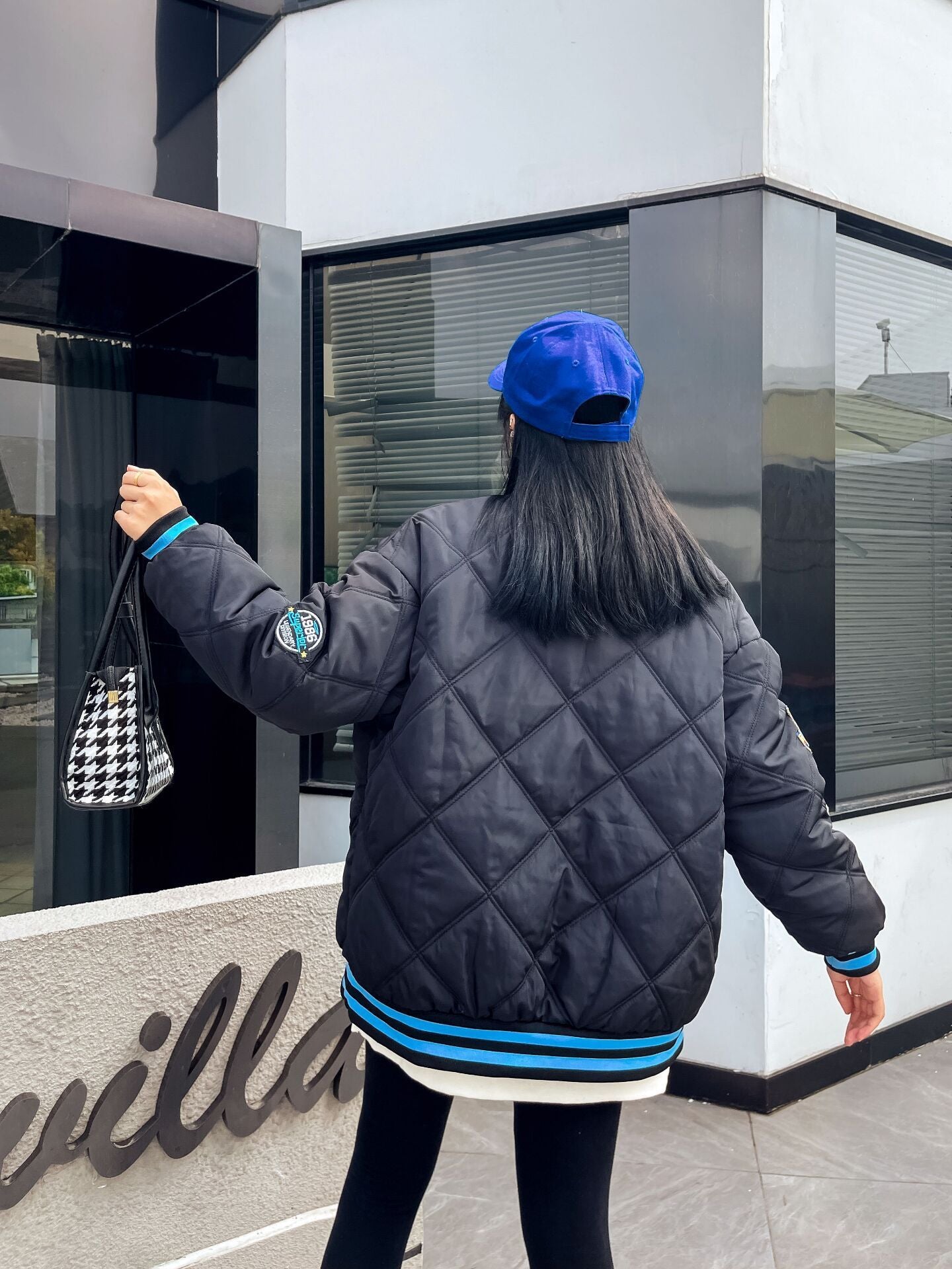 Embroidered Preppy Padded Padded Jacket