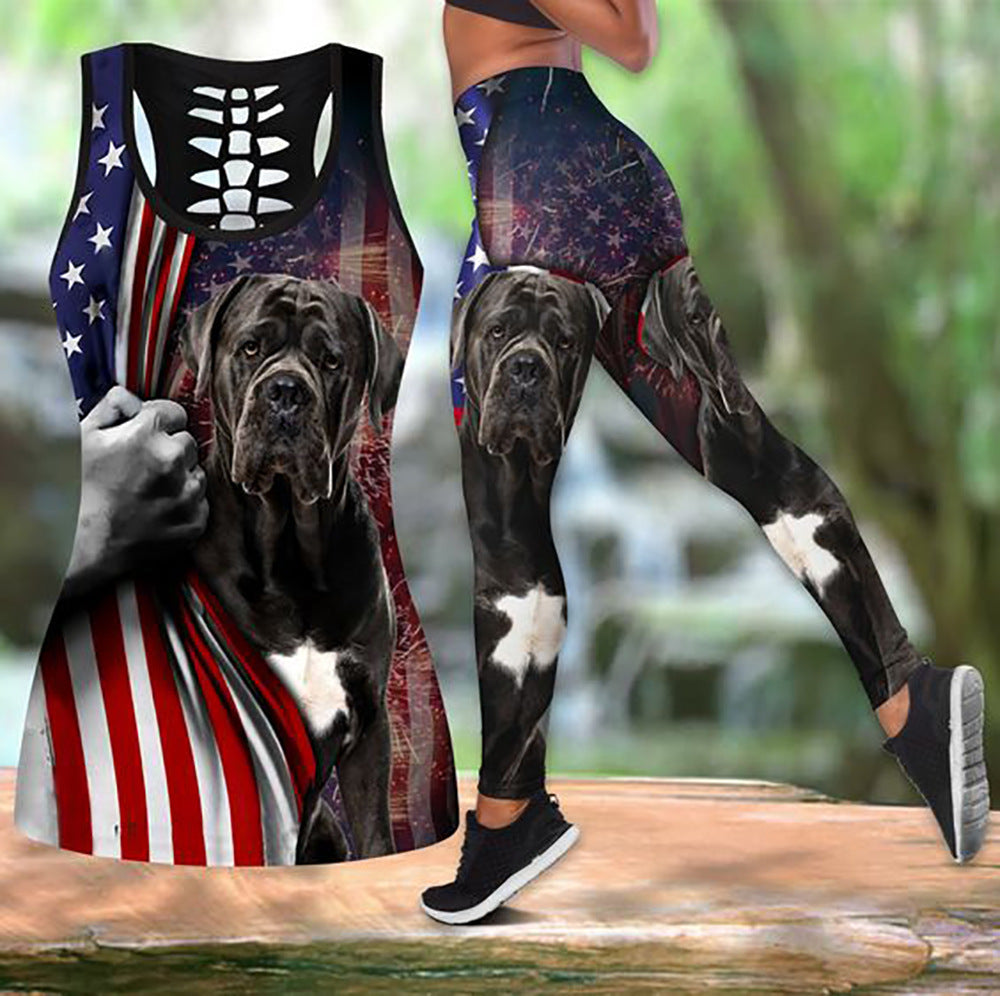 Digitally Printed Women Vest Yoga Set