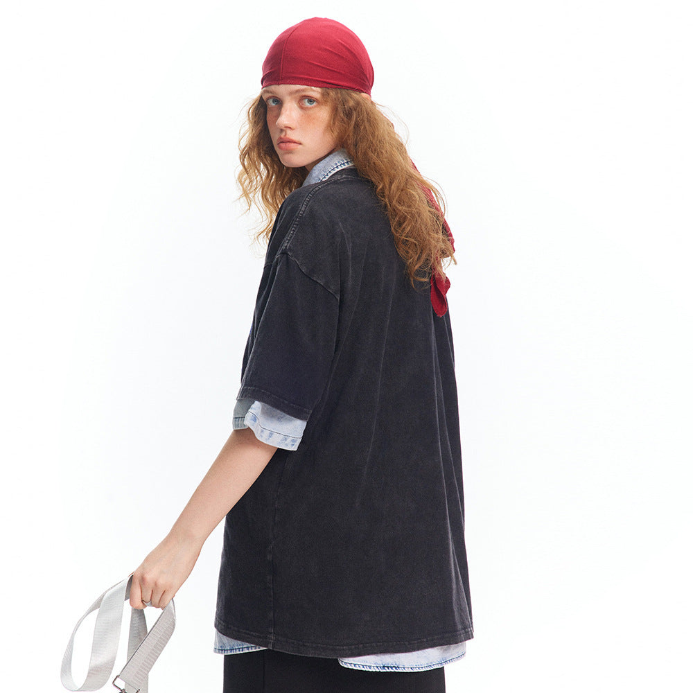 Retro Distressed T-shirt Summer Men And Women