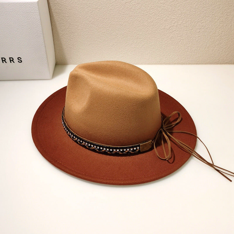 Woolen Fedora Hat Female Vintage Top Hat