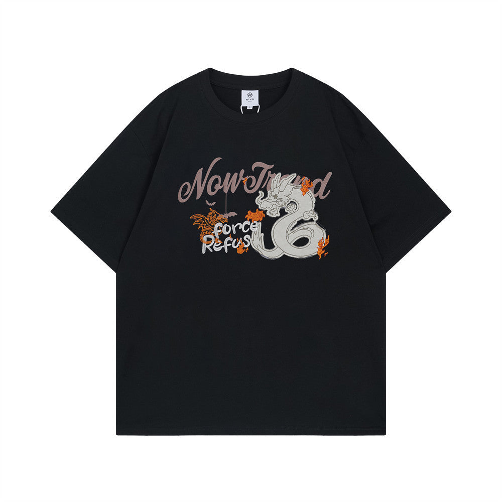 Dragon Patch Decoration Short-sleeved T-shirt Men