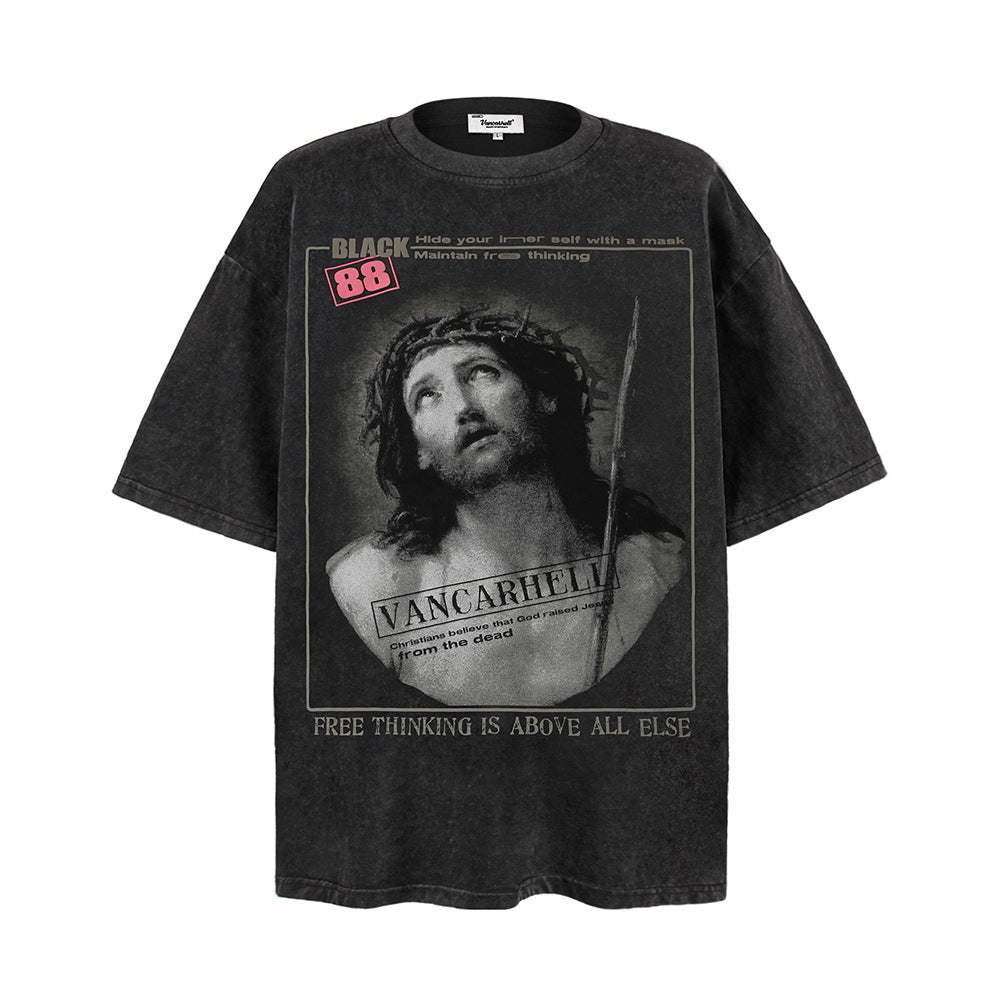 Vintage Print Short Sleeves T-shirt Men