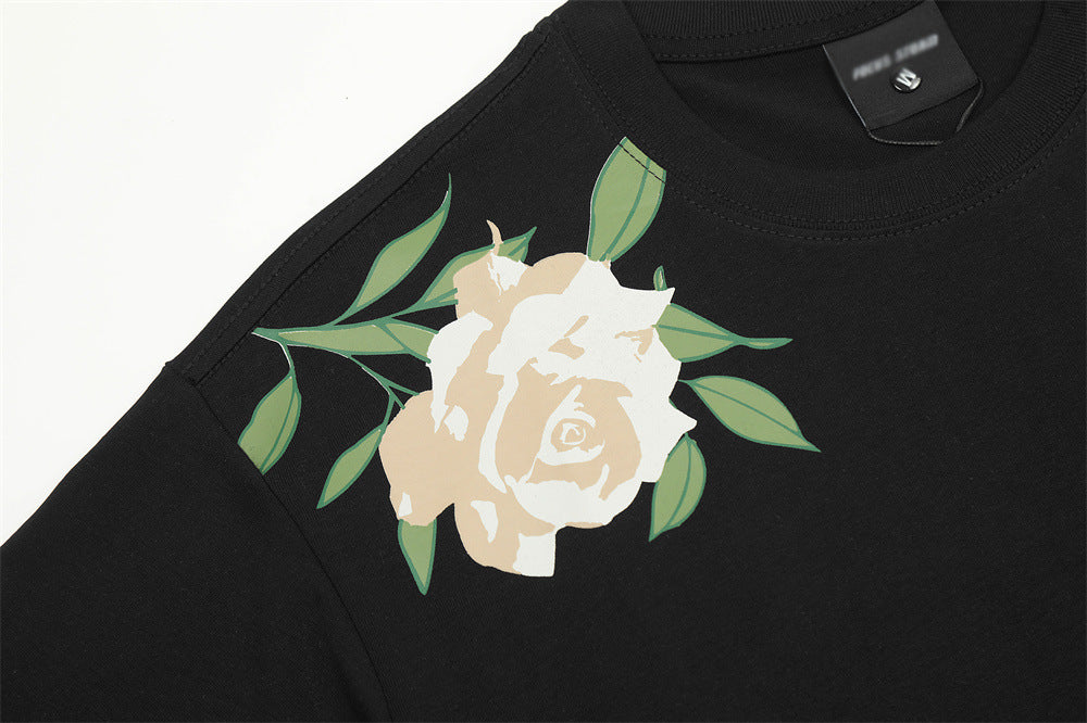 Niche Rose Short-sleeved T-shirt For Men