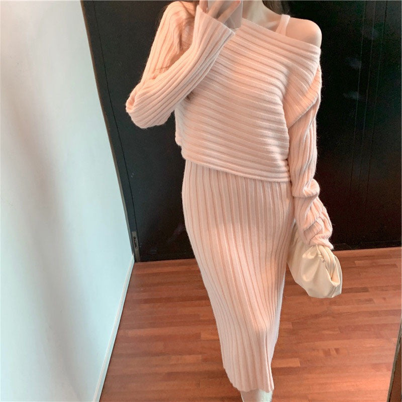 Two-piece Set Sweater Women Knitted Dress