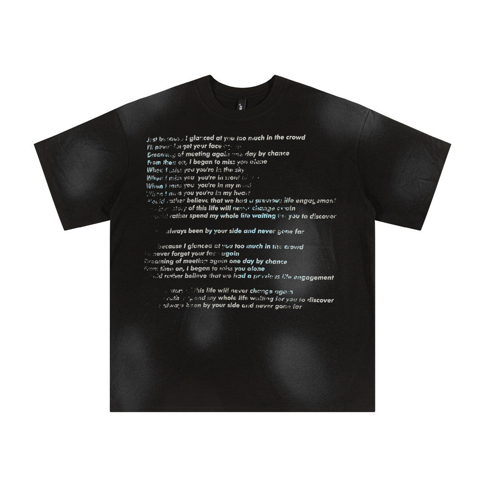 Fashion Inkjet Letter Cotton T-shirt Men