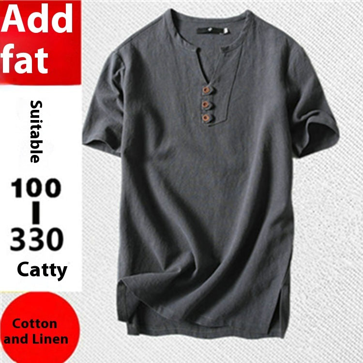 Loose Cotton And Linen T-shirt Men