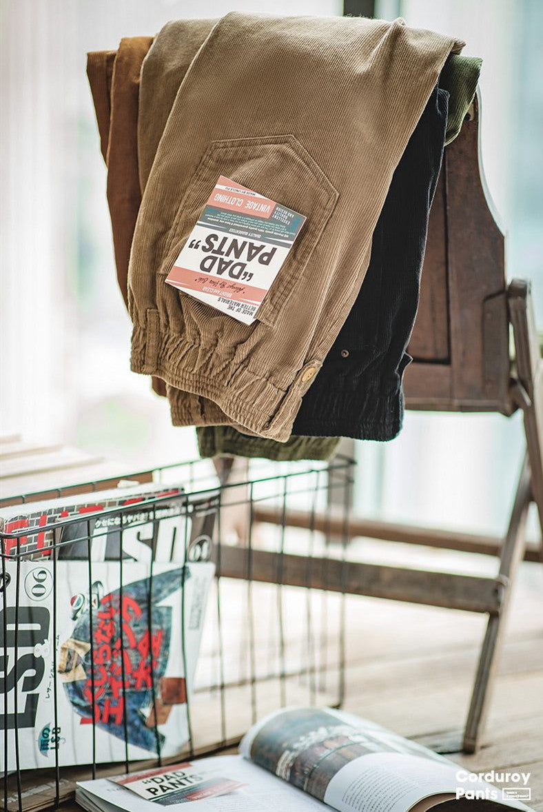 Maden Vintage Brown Corduroy Pants Men Solid Harajuku Straight  Pant Cargo Retro Casual Streetwear Trouser Safari  Bottoms