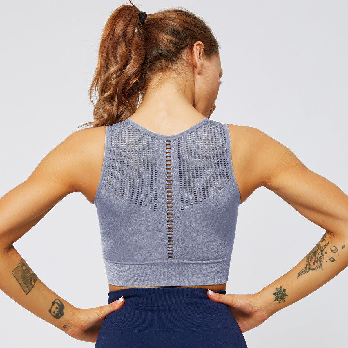 Beautiful back shockproof gathered sports bra