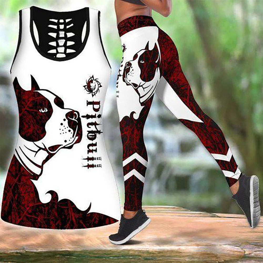 Digitally Printed Women Vest Yoga Set