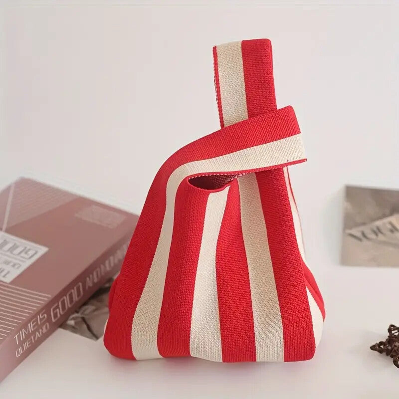 Handbag Women's Knitted Wool Bucket Bag  Versatile Handbag Casual Tote Bag Box Rice Bag