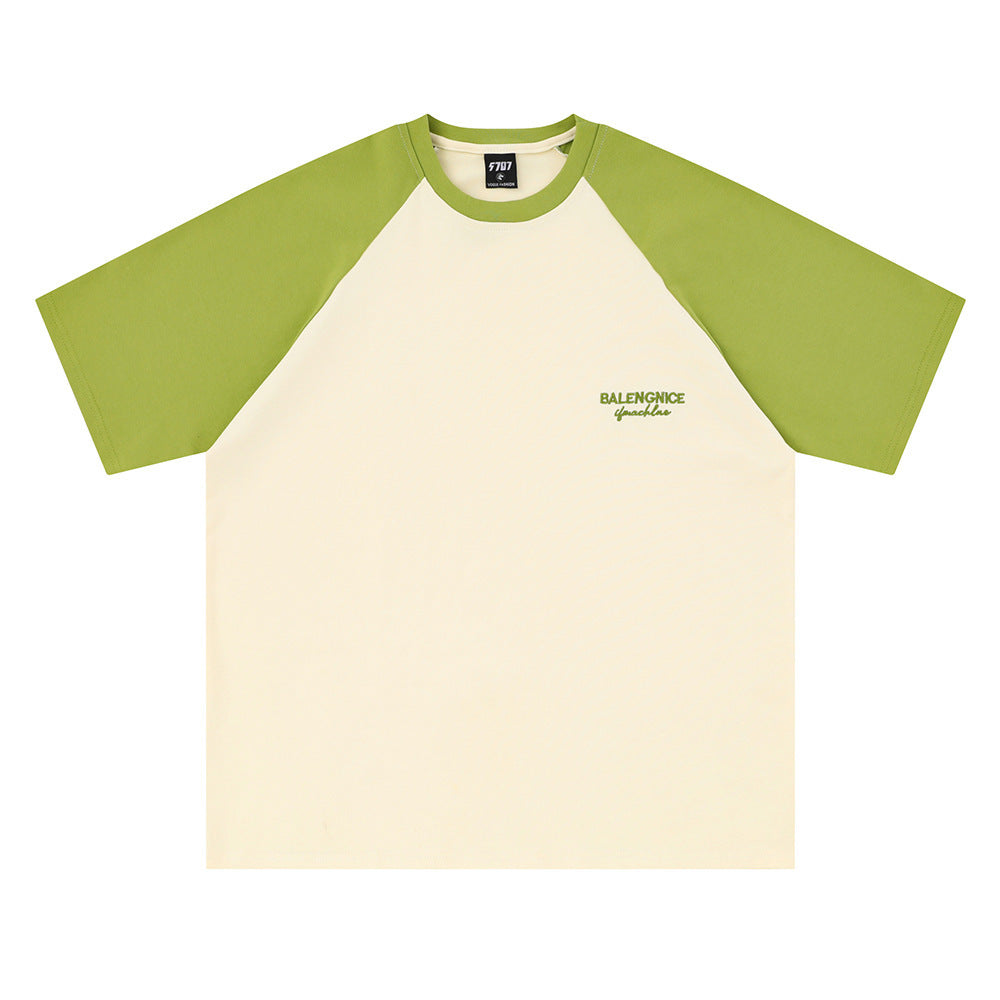 Contrast Stitching Short Sleeves T-shirt Men