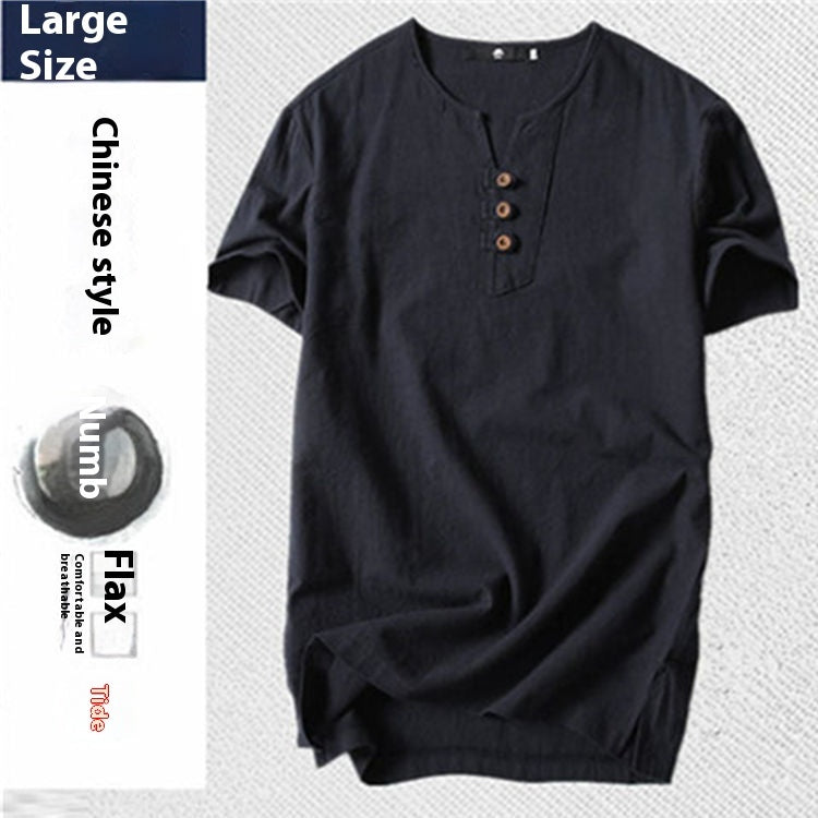 Loose Cotton And Linen T-shirt Men