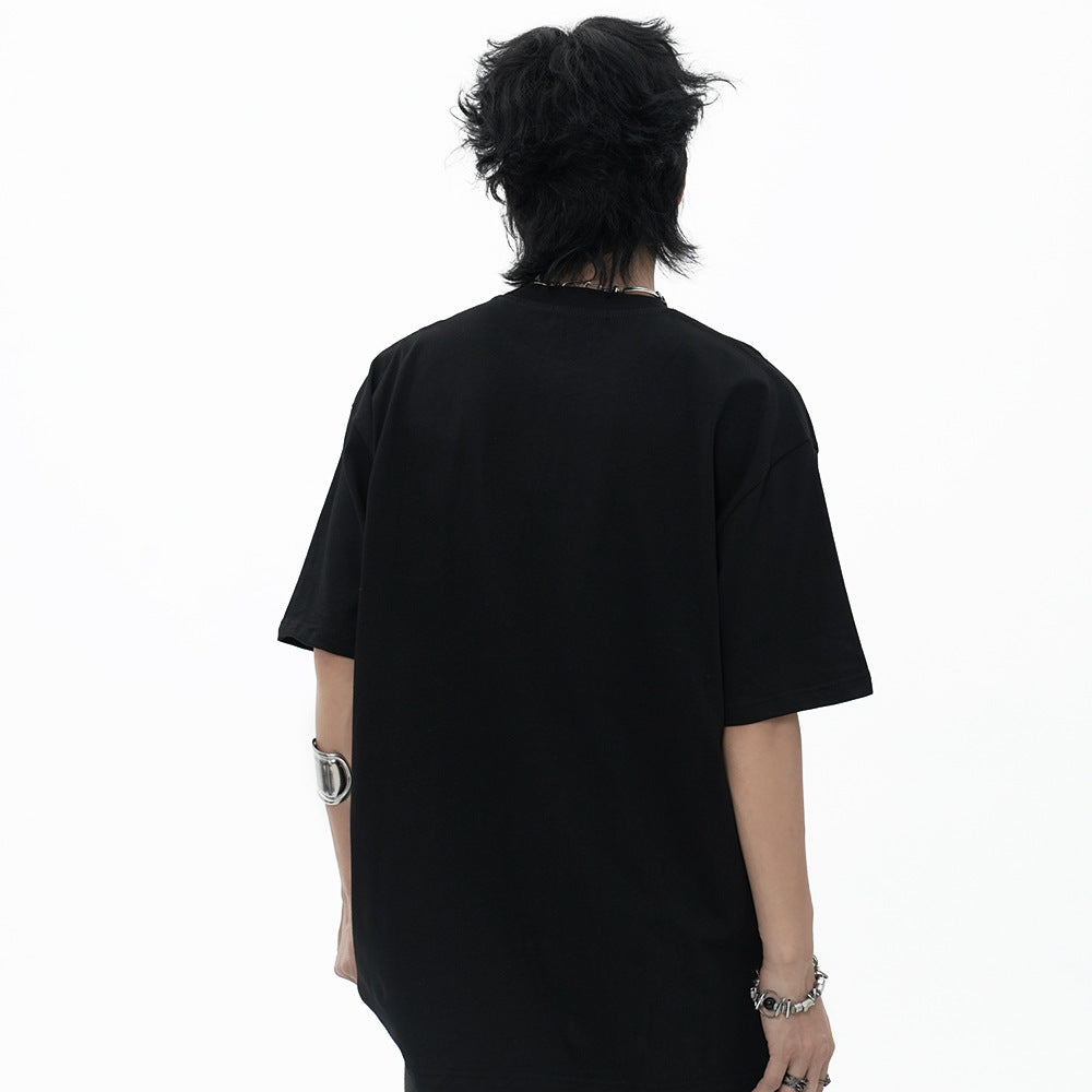 Fashion Cross Printed T-shirt Short Sleeve Men