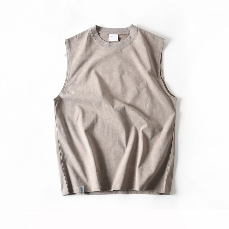 Washed Old Cotton Sleeveless T-shirt Men