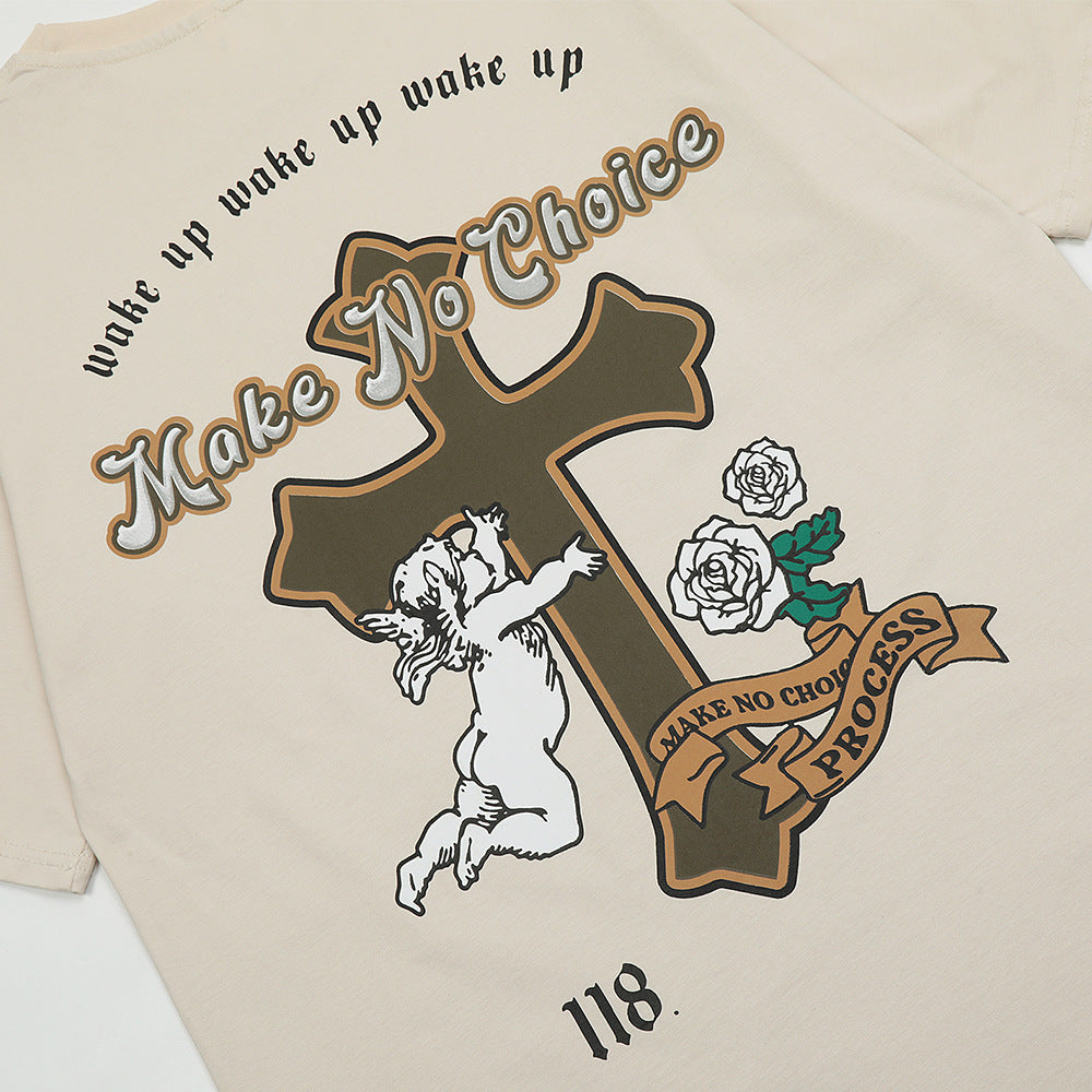 Cross Printed Cotton T-shirt For Men