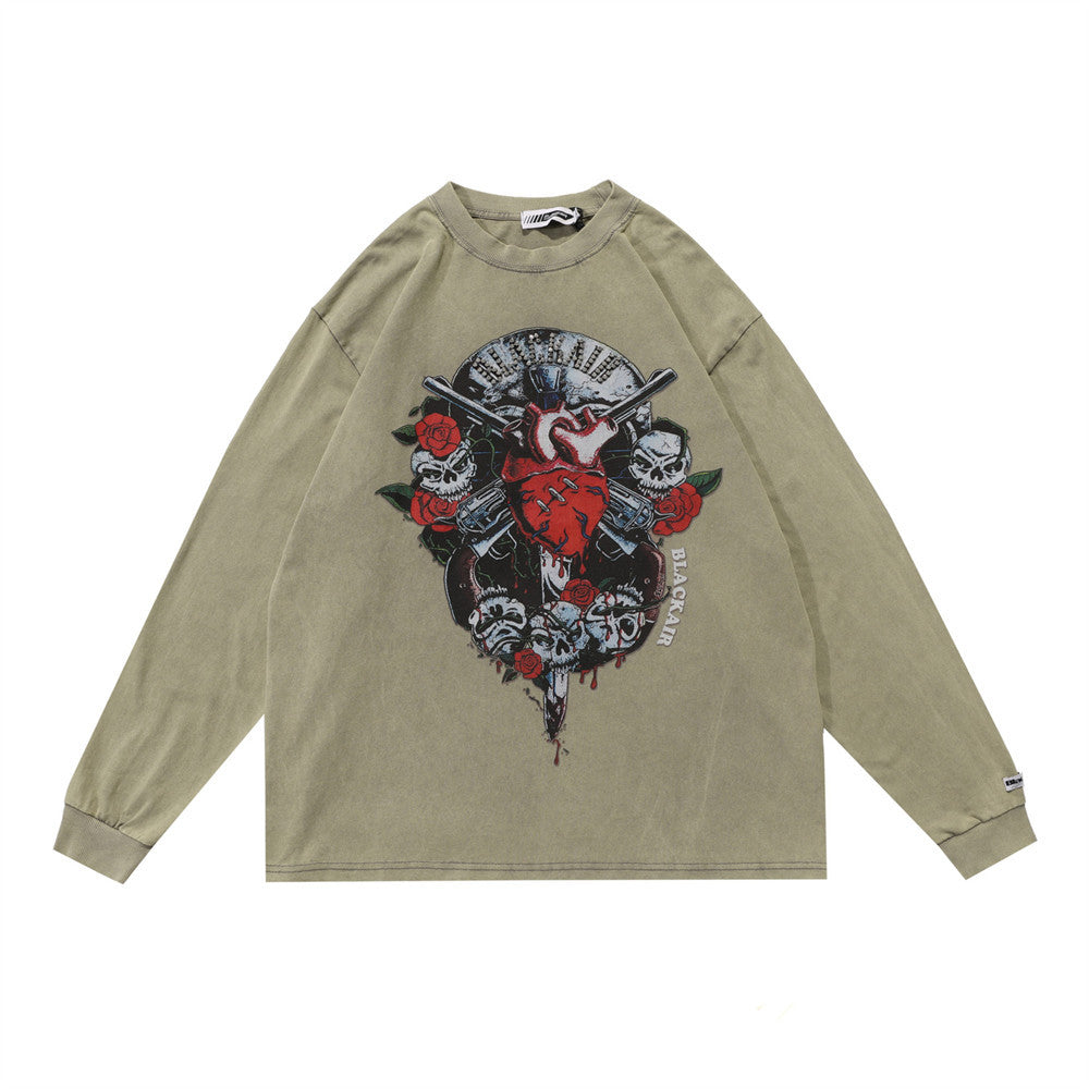 Dark Demon Skull Long Sleeve T-Shirt Men