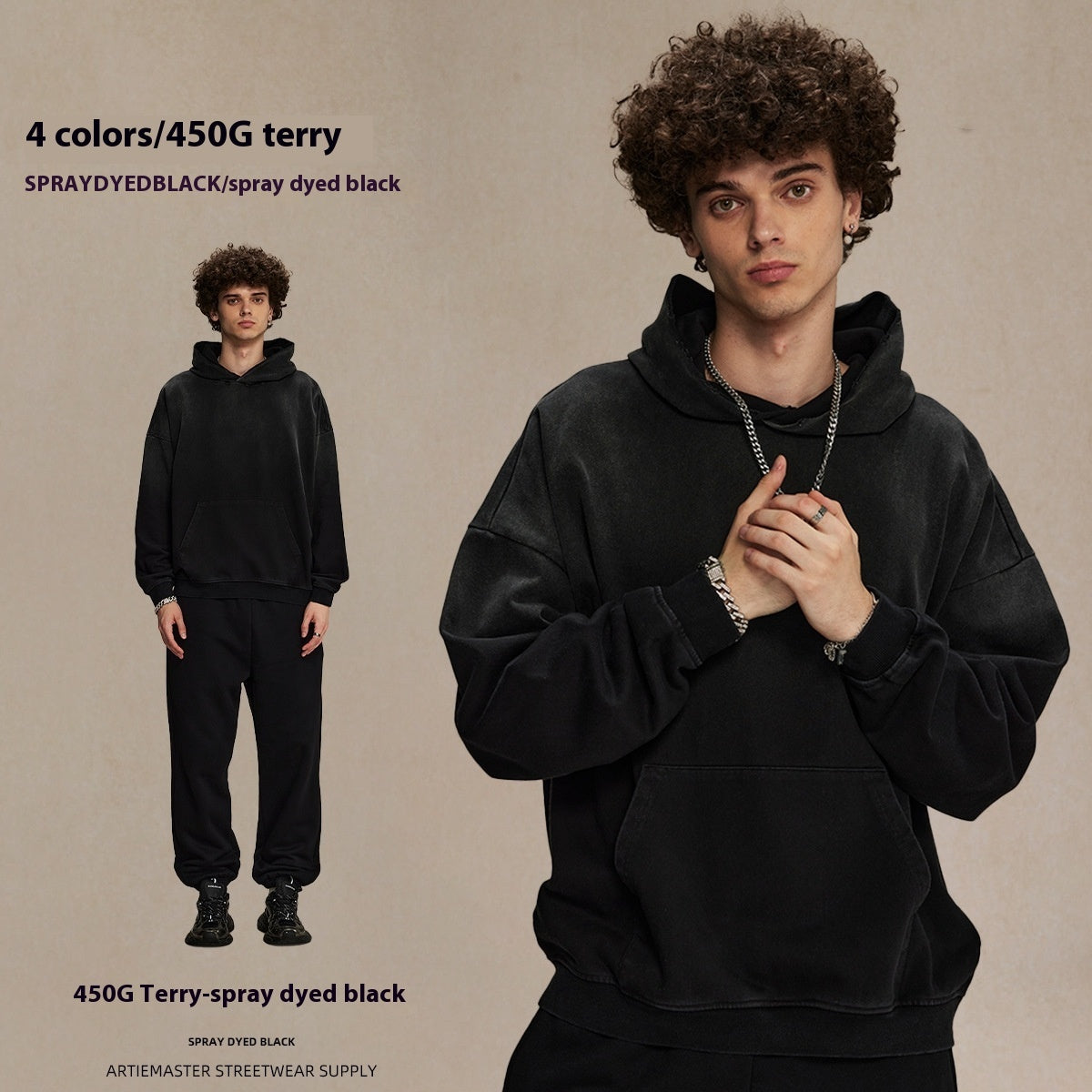 Make Old Ripped Washed Hole Retro Hooded Sweater Men