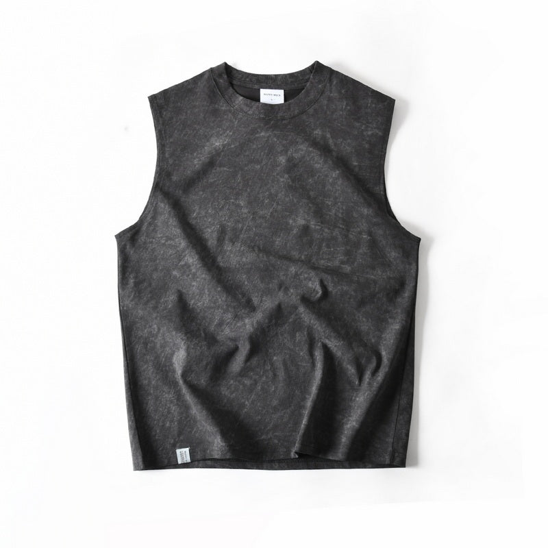 Washed Old Cotton Sleeveless T-shirt Men