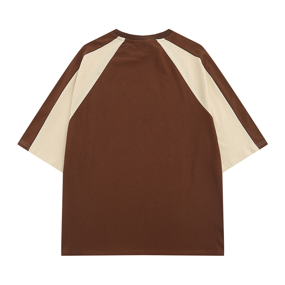 Letter Patchwork Short-sleeved T-shirt Men