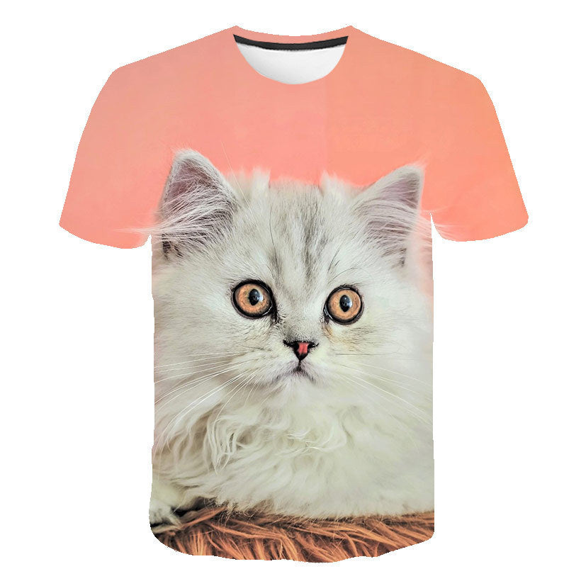 Digital Cartoon Print Loose Men T Shirt