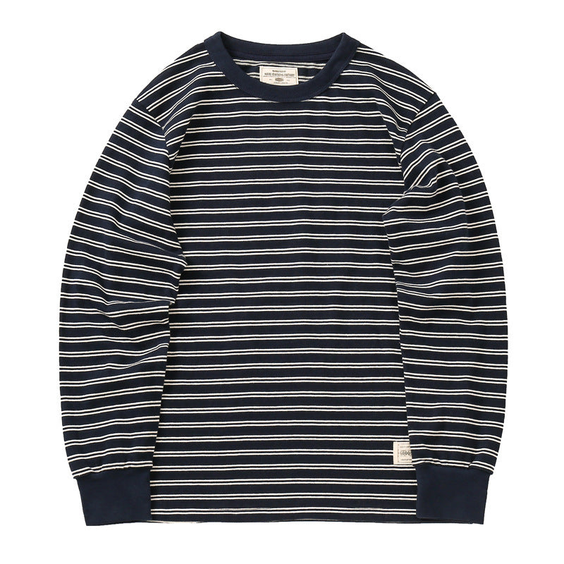 Horizontal Striped American Retro Sports T-shirt Men