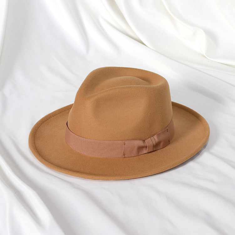Bowknot Top Hat Love Hat Head Felt Cap Small Curling Men's Top Hat Retro Jazz Hat