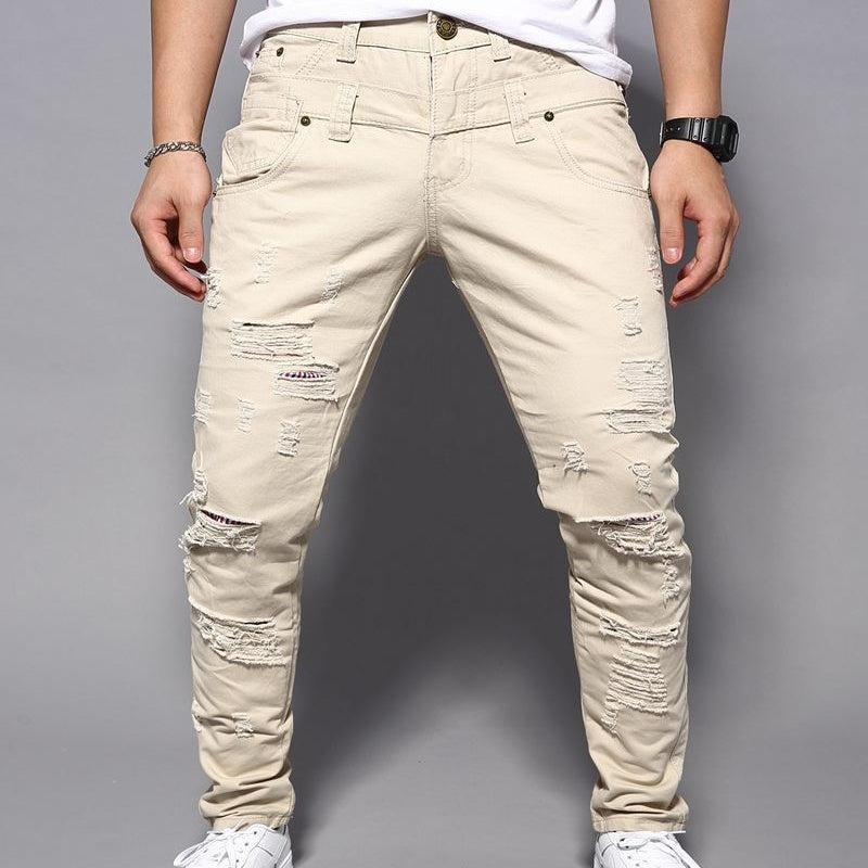 Casual Double Waist Ripped Casual Cargo Trousers