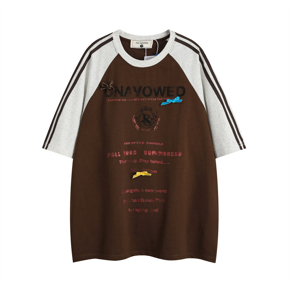 Fashion Loose Letter Short Sleeve T-shirt Men