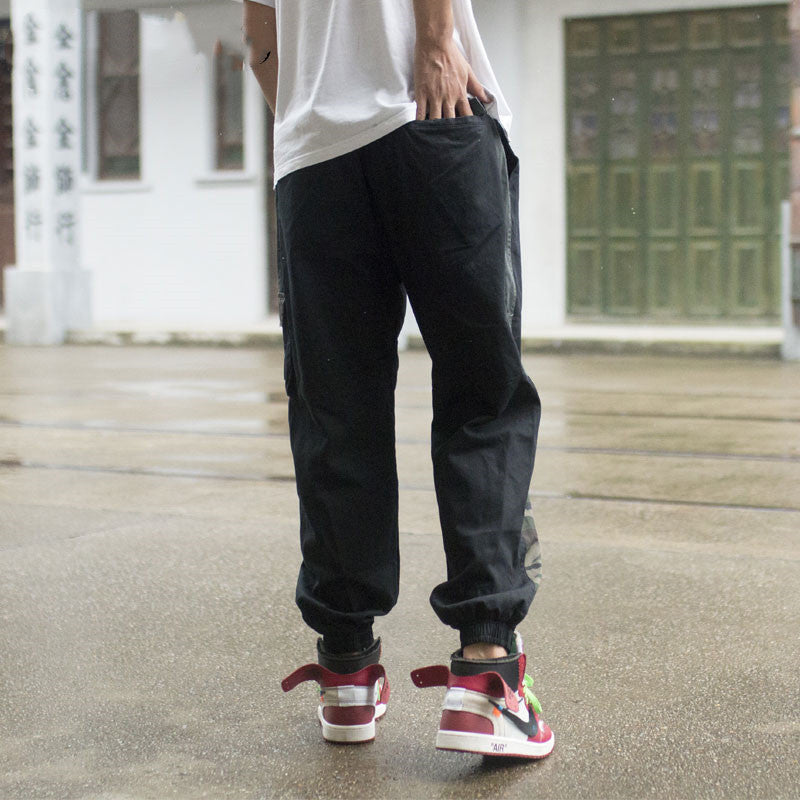 Men's embroidered camouflage loose cargo pants