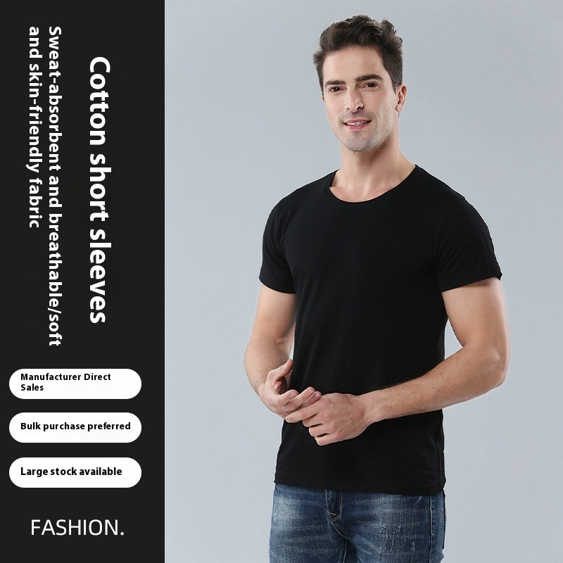 Round Neck Pure Cotton Loose T-shirt Men