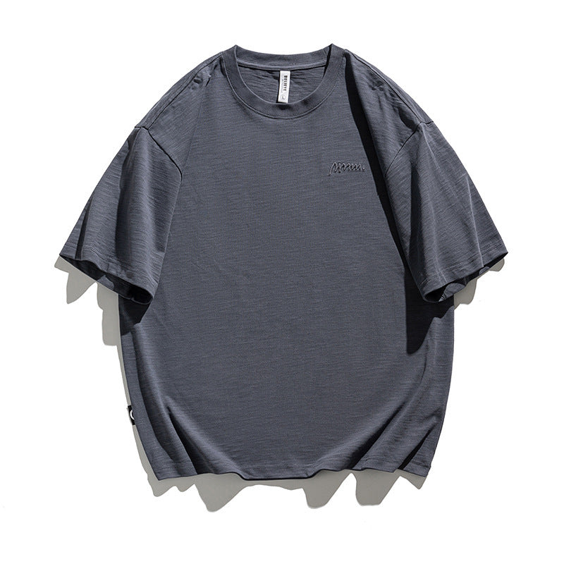 Simple Embroidered Cotton T-shirt For Men