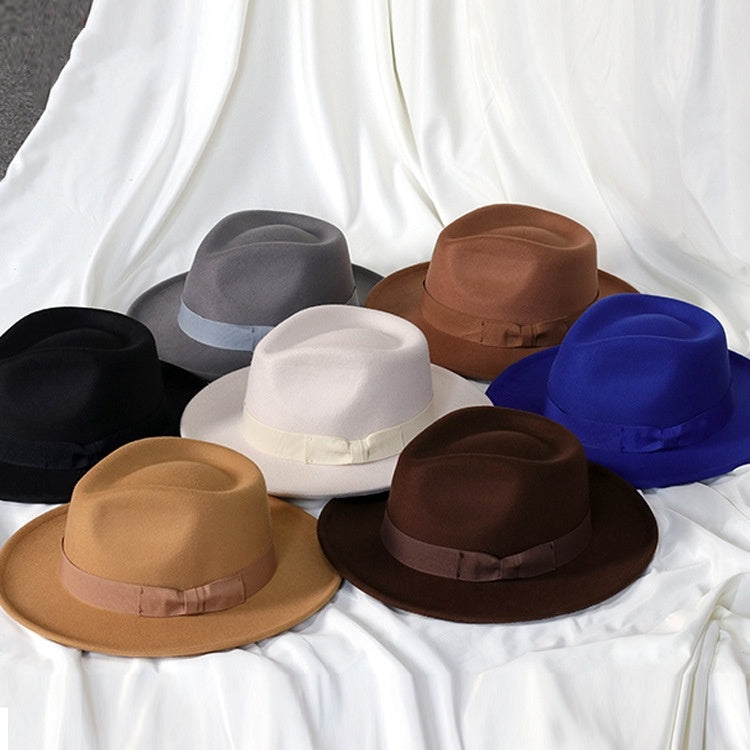 Bowknot Top Hat Love Hat Head Felt Cap Small Curling Men's Top Hat Retro Jazz Hat