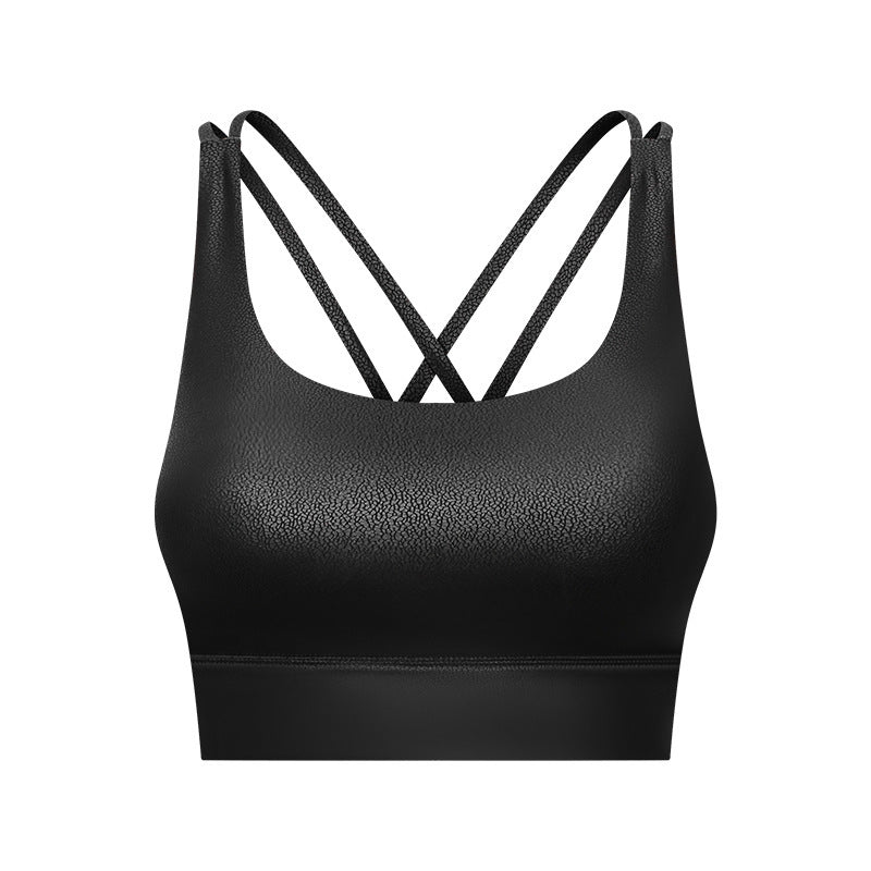 New Matte Leather Print Sports Bra