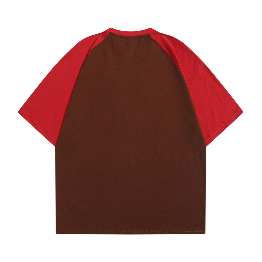 Color Contrast Patchwork Raglan T-shirt Men