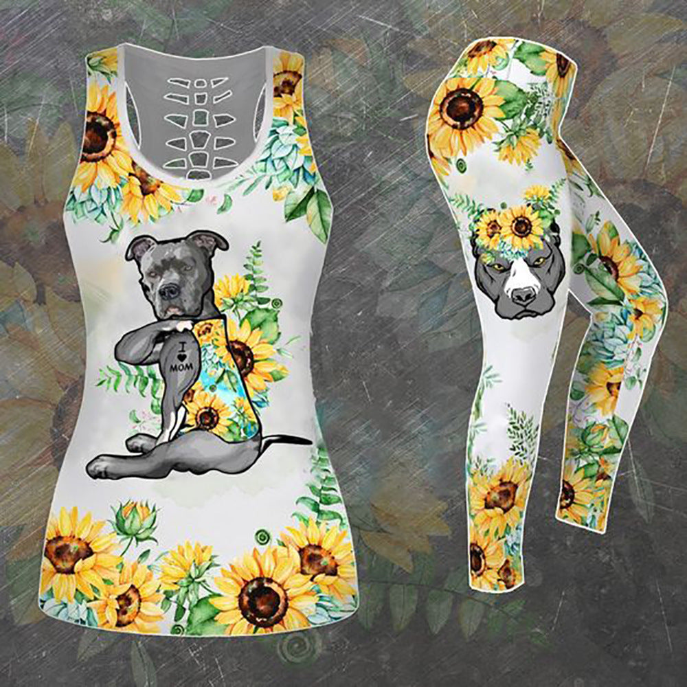 Digitally Printed Women Vest Yoga Set