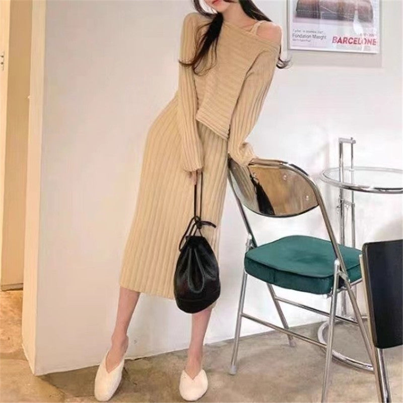 Two-piece Set Sweater Women Knitted Dress